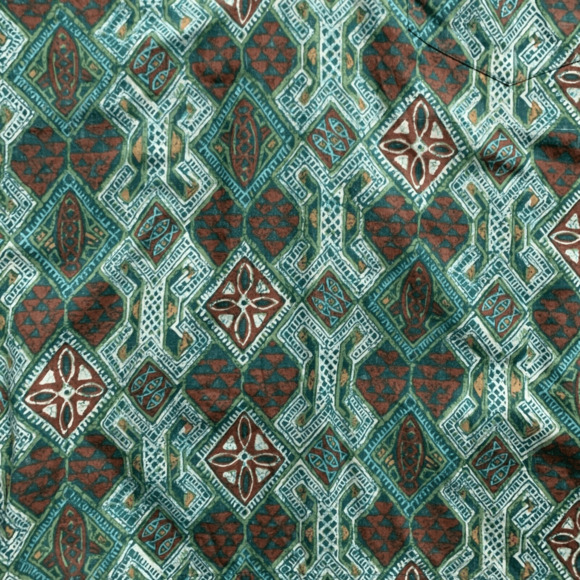 Aluolani Casuals  Hawaiian Shirt Large Green Brown Short Sleeve Made in USA - Picture 5 of 6